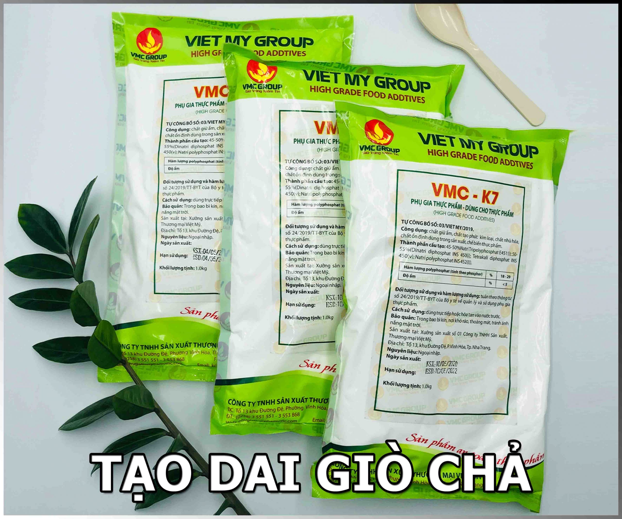 PHỤ GIA TẠO GIÒN DAI CHO GIÒ CHẢ VMC K7
